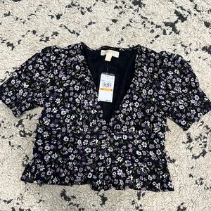 NWT Michael Kors V neck Floral Top, Size S